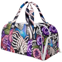 Floral Skeletons Burner Gym Duffel Bag by GardenOfOphir