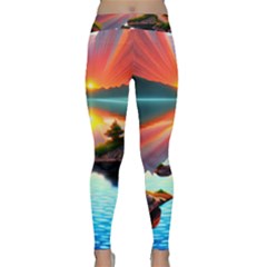 Sunset Over A Lake Classic Yoga Leggings by GardenOfOphir