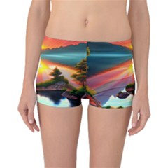 Sunset Over A Lake Boyleg Bikini Bottoms by GardenOfOphir