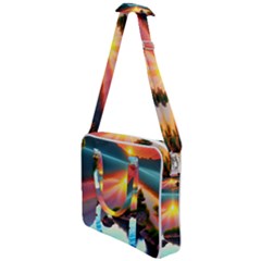 Sunset Over A Lake Cross Body Office Bag by GardenOfOphir