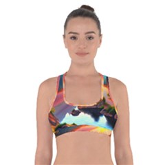 Sunset Over A Lake Cross Back Sports Bra by GardenOfOphir