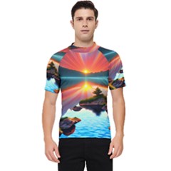 Sunset Over A Lake Men s Short Sleeve Rash Guard by GardenOfOphir