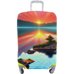 Sunset Over A Lake Luggage Cover (large) by GardenOfOphir