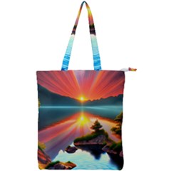 Sunset Over A Lake Double Zip Up Tote Bag by GardenOfOphir