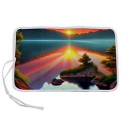 Sunset Over A Lake Pen Storage Case (l) by GardenOfOphir