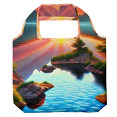 Sunset Over A Lake Premium Foldable Grocery Recycle Bag by GardenOfOphir