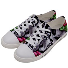 Black Skulls Red Roses Women s Low Top Canvas Sneakers by GardenOfOphir