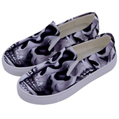 Black Skulls Red Roses Kids  Canvas Slip Ons