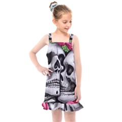 Black Skulls Red Roses Kids  Overall Dress by GardenOfOphir