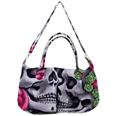 Black Skulls Red Roses Removal Strap Handbag by GardenOfOphir