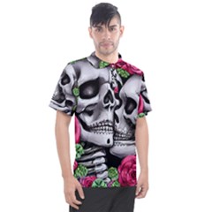 Black Skulls Red Roses Men s Polo Tee by GardenOfOphir