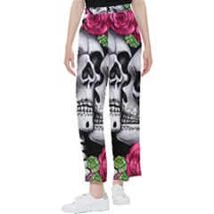 Black Skulls Red Roses Women s Pants  by GardenOfOphir