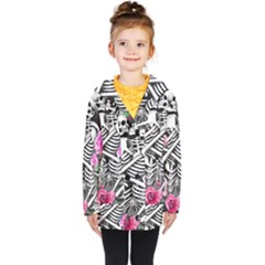 Floral Skeletons Kids  Double Breasted Button Coat