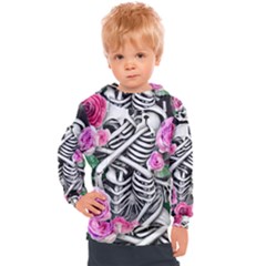 Floral Skeletons Kids  Hooded Pullover by GardenOfOphir