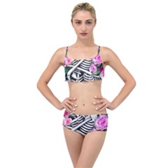 Floral Skeletons Layered Top Bikini Set by GardenOfOphir