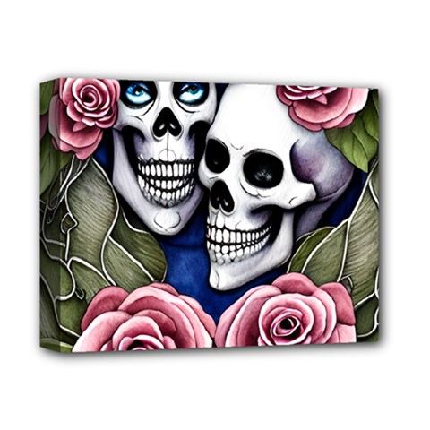 Skulls And Flowers Deluxe Canvas 14  X 11  (stretched) by GardenOfOphir