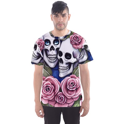 Skulls And Flowers Men s Sport Mesh Tee by GardenOfOphir