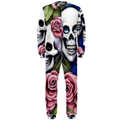 Skulls And Flowers Onepiece Jumpsuit (men) by GardenOfOphir