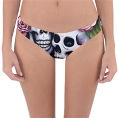 Skulls And Flowers Reversible Hipster Bikini Bottoms by GardenOfOphir