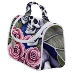 Skulls And Flowers Satchel Handbag by GardenOfOphir