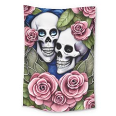 Skulls And Flowers Large Tapestry by GardenOfOphir