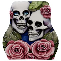 Skulls And Flowers Car Seat Velour Cushion  by GardenOfOphir