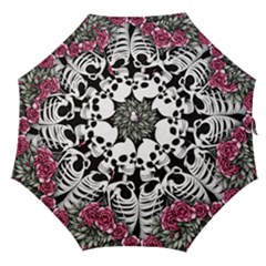 Black And White Rose Sugar Skull Straight Umbrellas by GardenOfOphir