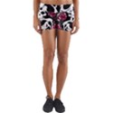 black and white rose sugar skull Yoga Shorts View1