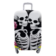 Black And White Rose Sugar Skull Luggage Cover (small) by GardenOfOphir