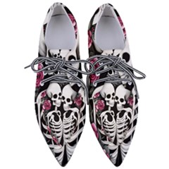 Black And White Rose Sugar Skull Pointed Oxford Shoes by GardenOfOphir