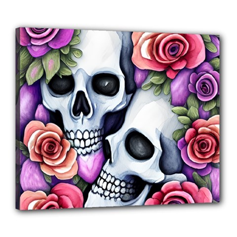 Floral Skeletons Canvas 24  X 20  (stretched) by GardenOfOphir