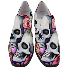 Floral Skeletons Women Slip On Heel Loafers by GardenOfOphir