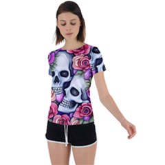 Floral Skeletons Back Circle Cutout Sports Tee by GardenOfOphir