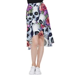 Floral Skeletons Frill Hi Low Chiffon Skirt