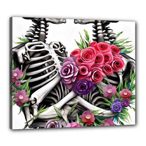 Gothic Floral Skeletons Canvas 24  X 20  (stretched) by GardenOfOphir