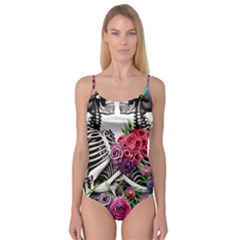 Gothic Floral Skeletons Camisole Leotard  by GardenOfOphir