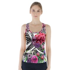 Gothic Floral Skeletons Racer Back Sports Top by GardenOfOphir