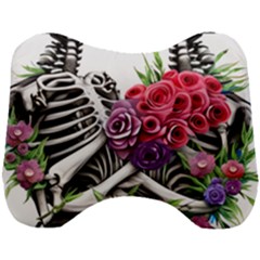 Gothic Floral Skeletons Head Support Cushion by GardenOfOphir