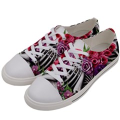 Gothic Floral Skeletons Men s Low Top Canvas Sneakers by GardenOfOphir