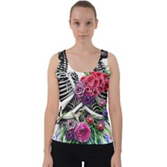 Gothic Floral Skeletons Velvet Tank Top by GardenOfOphir