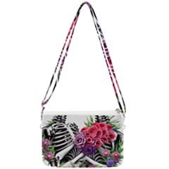 Gothic Floral Skeletons Double Gusset Crossbody Bag
