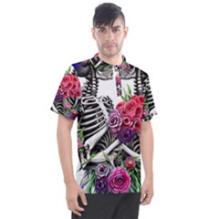 Gothic Floral Skeletons Men s Polo Tee by GardenOfOphir