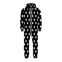 Black And White Polka Dots Hooded Jumpsuit (kids) by GardenOfOphir