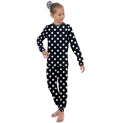 Black And White Polka Dots Kids  Long Sleeve Set  by GardenOfOphir