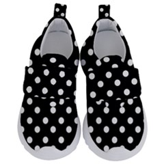 Black And White Polka Dots Kids  Velcro No Lace Shoes by GardenOfOphir