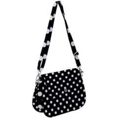 Black And White Polka Dots Saddle Handbag by GardenOfOphir