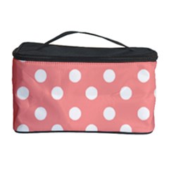 Coral And White Polka Dots Cosmetic Storage by GardenOfOphir