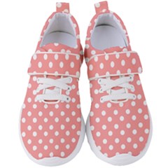 Coral And White Polka Dots Women s Velcro Strap Shoes by GardenOfOphir
