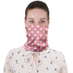 Coral And White Polka Dots Face Covering Bandana (adult) by GardenOfOphir