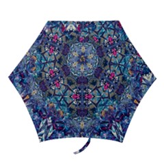 Denim On Pour Mini Folding Umbrellas by kaleidomarblingart